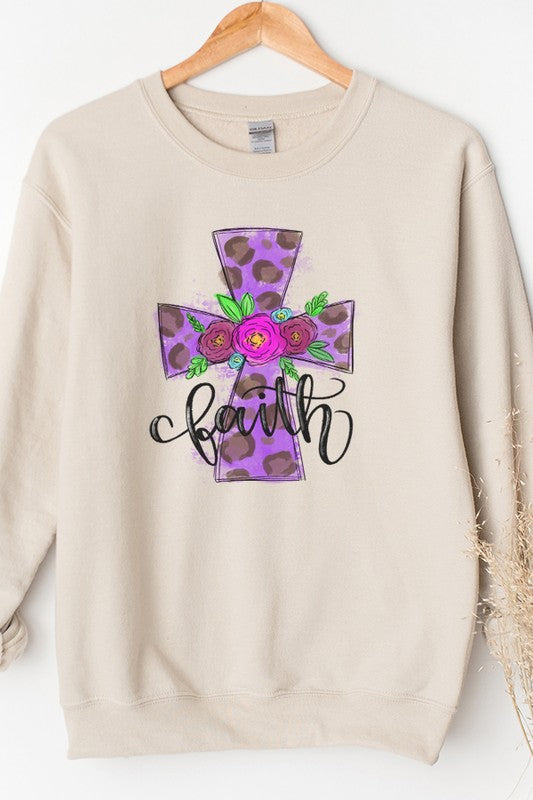 Easter Faith Purple Cross Graphic Sweatshirt