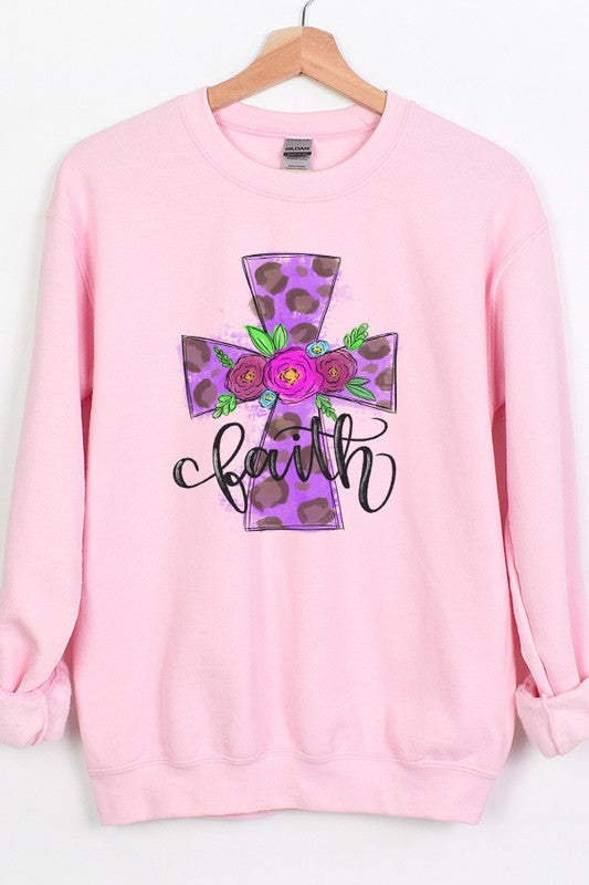 Easter Faith Purple Cross Graphic Sweatshirt