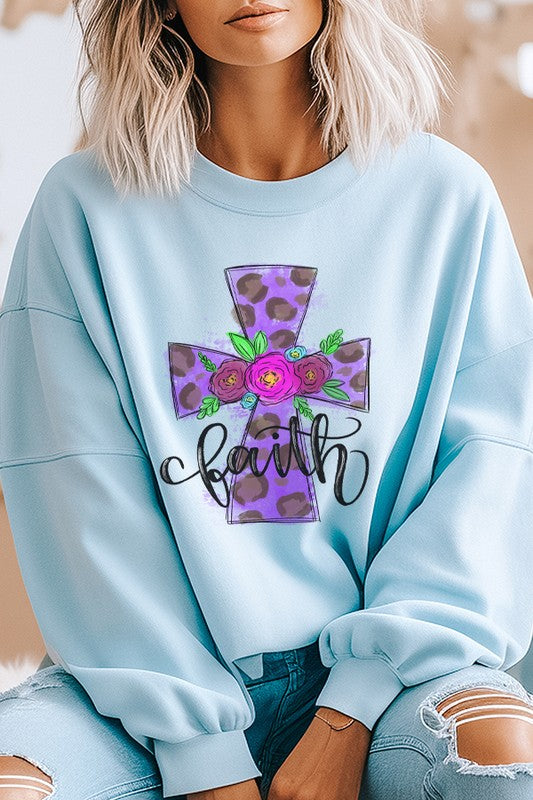 Easter Faith Purple Cross Graphic Sweatshirt